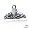 Sterling silver whale tail pendant with wave