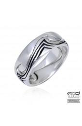 Sterling silver ring pair wave with wave oxidised