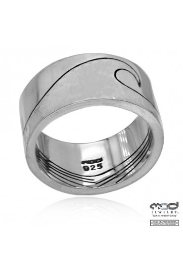 Couple's Hammered wave band ring - men's
